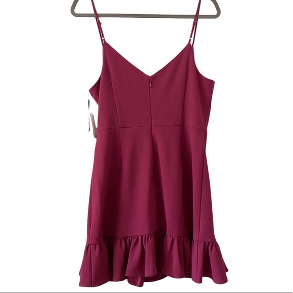 1. STATE Spaghetti Straps Sugar Plum Berry Ruffle Hem Mini Dress - Picture 3 of 8